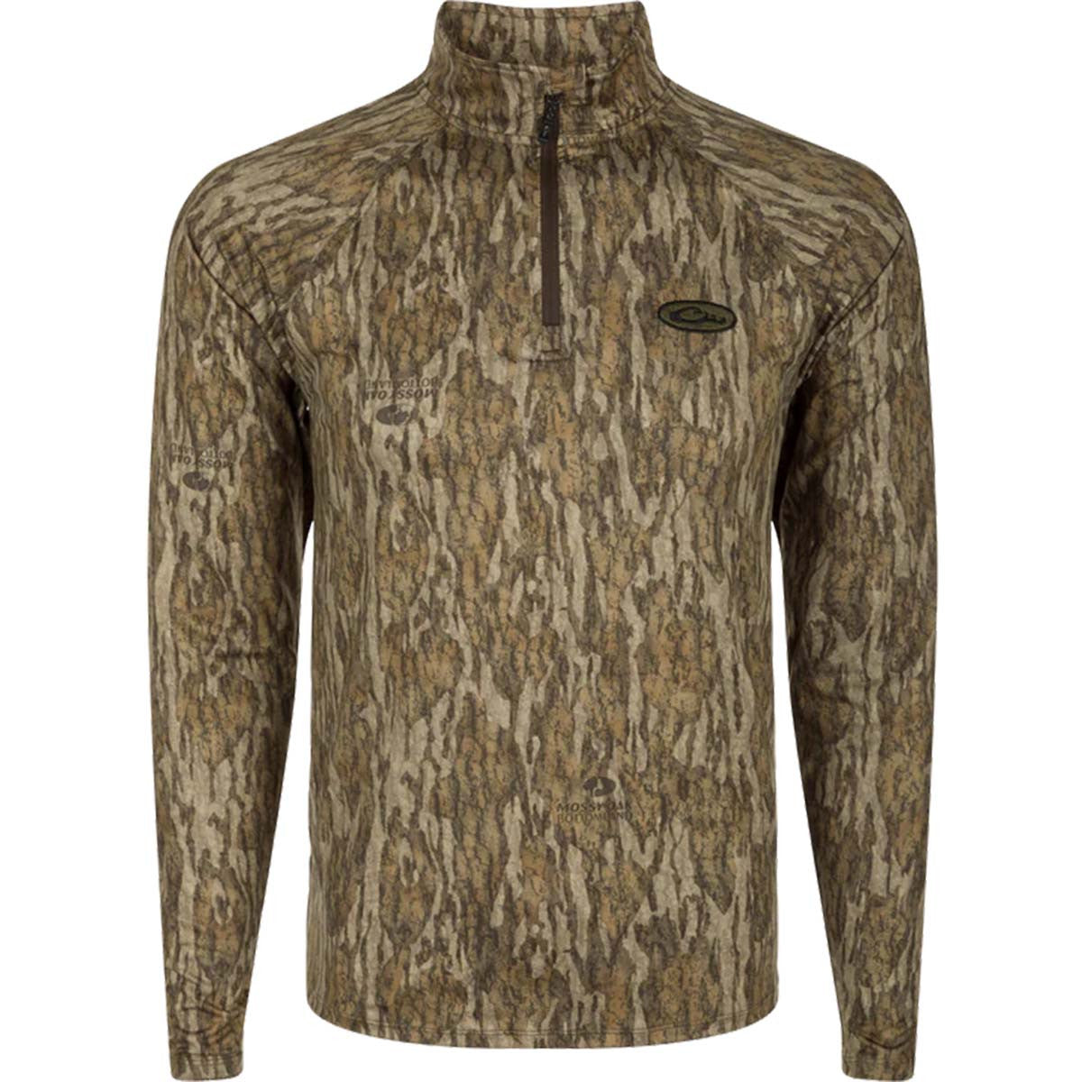 Drake Waterfowl EST Microlite 1/4-Zip Pullover Image in Mossy Oak Bottomland