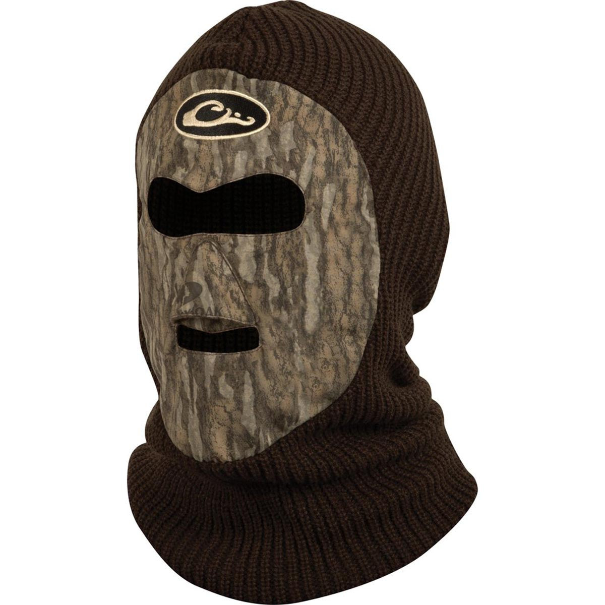 Drake LST Face Mask Image in Mossy Oak Bottomland Mossy Oak Habitat