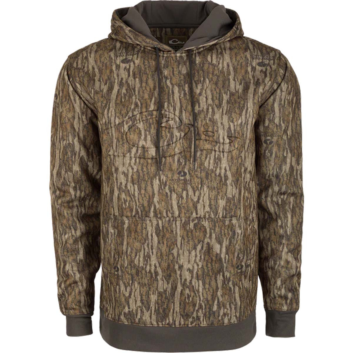 Drake Back Eddy Embossed Hoodie Image in Mossy Oak Bottomland