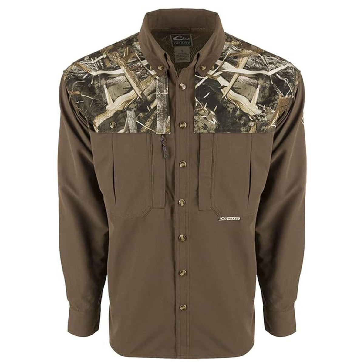 Drake Waterfowl Two-Tone Camo Vented Wingshooter's Shirt Image in Realtree Max 5