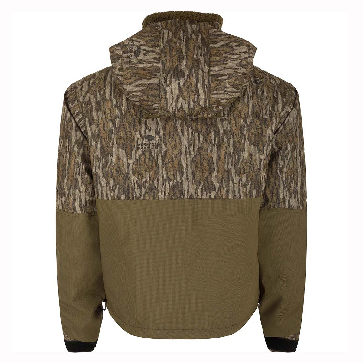 Drake Waterfowl LST Insulated Timber Jacket Back Image in Mossy Oak Bottomland