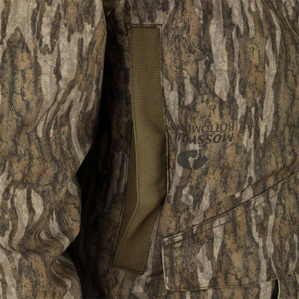 Drake Waterfowl LST Insulated Timber Jacket Pocket Image in Mossy Oak Bottomland