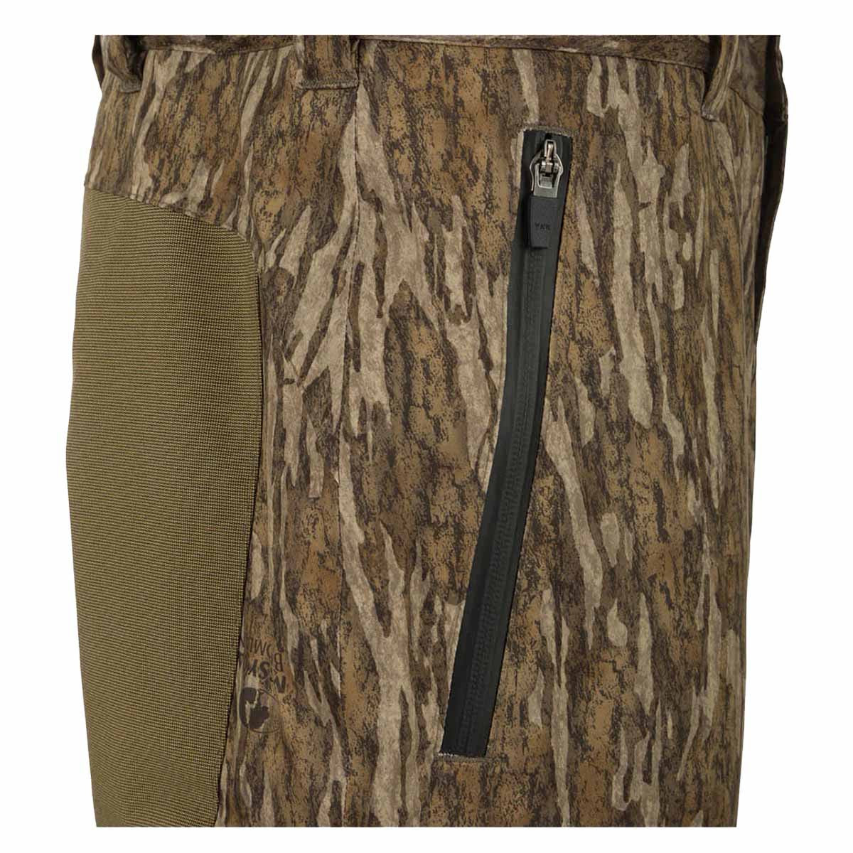 Drake Waterfowl MST Waist-High Insulated Bibs Pocket Zipper Image in Mossy Oak Bottomland