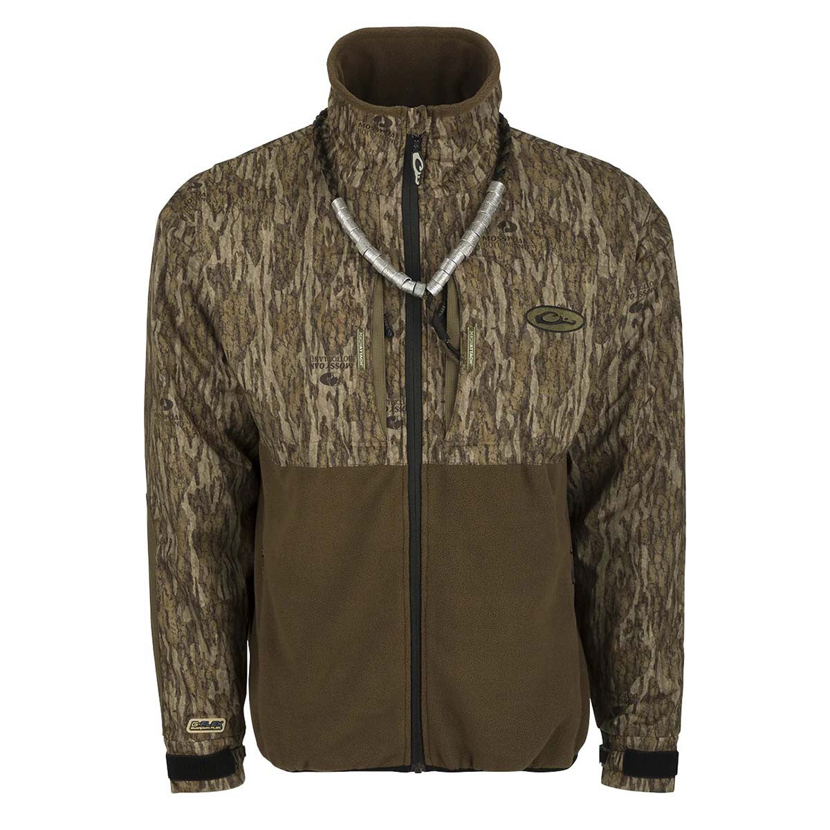 Drake Waterfowl MST Guardian Eqwader Flex Fleece Full-Zip Jacket Image in Mossy Oak Bottomland