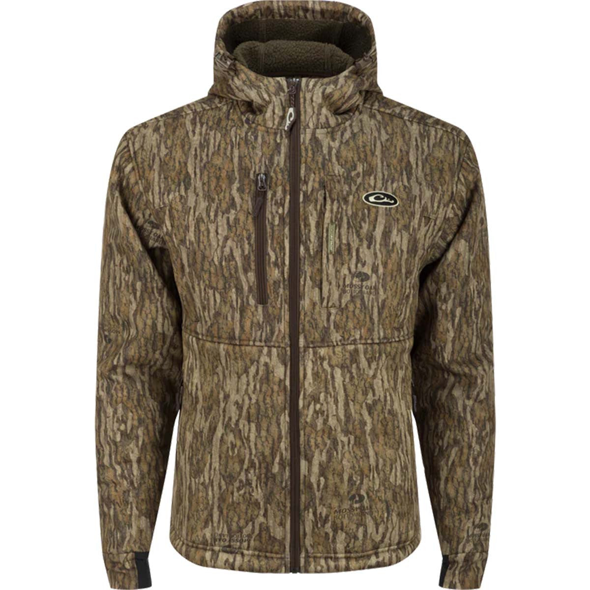 Drake MST Full Zip Hole Shot Hooded Windproof Eqwader - Mossy Oak Bottomland