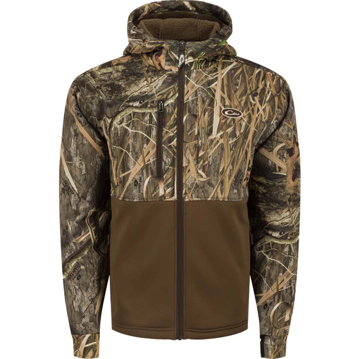 Drake MST Full Zip Hole Shot Hooded Windproof Eqwader - Mossy Oak Habitat Two-Tone