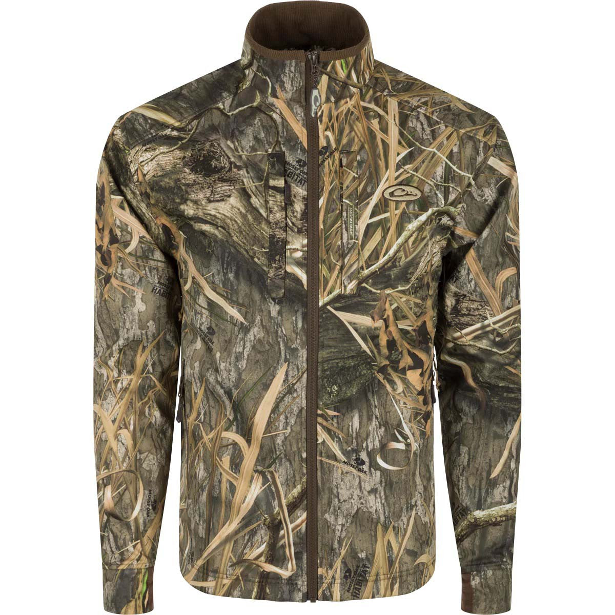 Drake MST Windproof Softshell Jacket Image in Mossy Oak Habitat