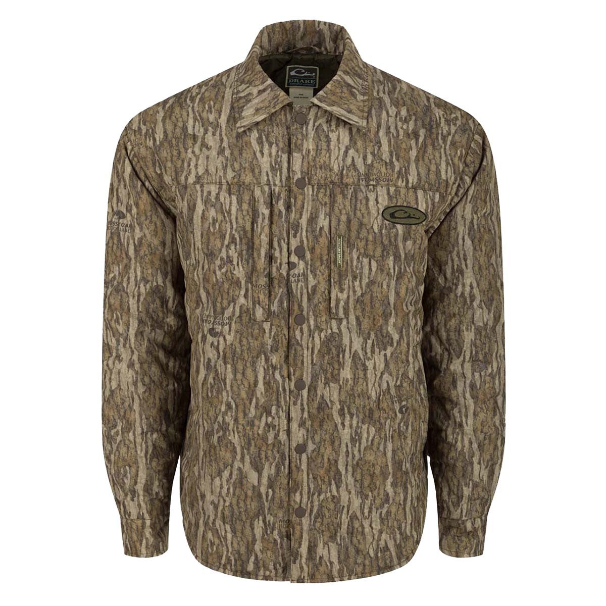 Drake Waterfowl LST Double Down Jac-Shirt Image in Mossy Oak Bottomland