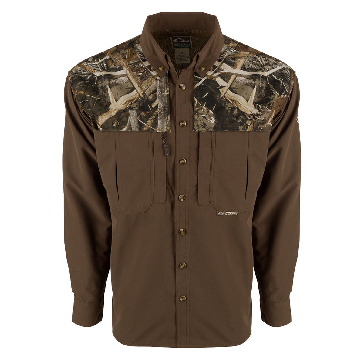 Drake Waterfowl Youth Two-Tone Camo Wingshooter's Long-Sleeve Shirt Image in Realtree Max