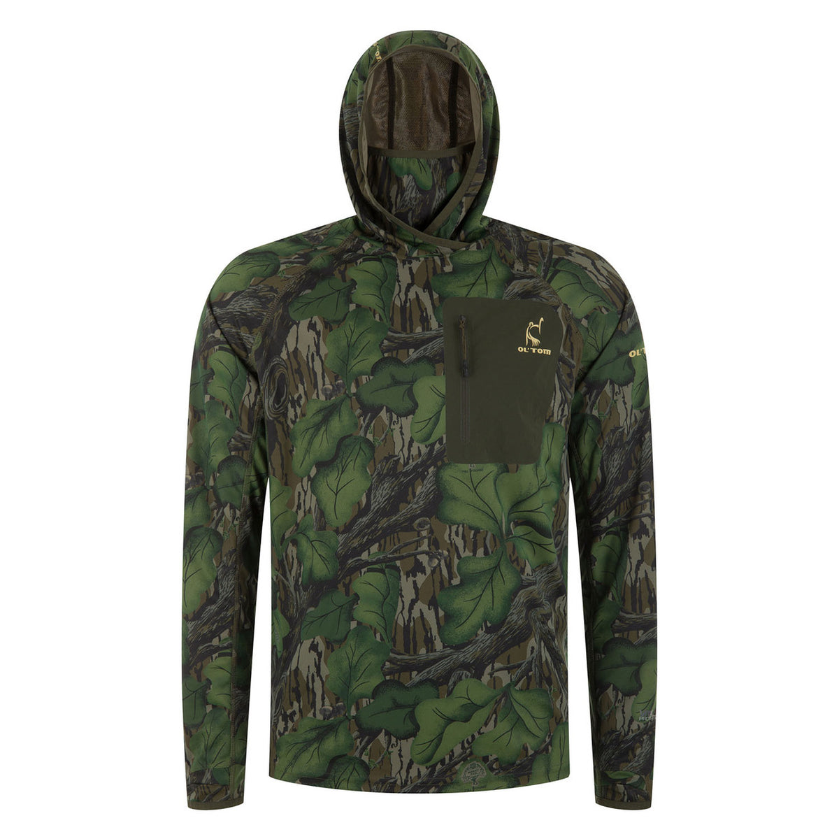 Image of the Drake Waterfowl Early Bird Gator Hoodie with Insect Repellent in Mossy Oak Full Foliage