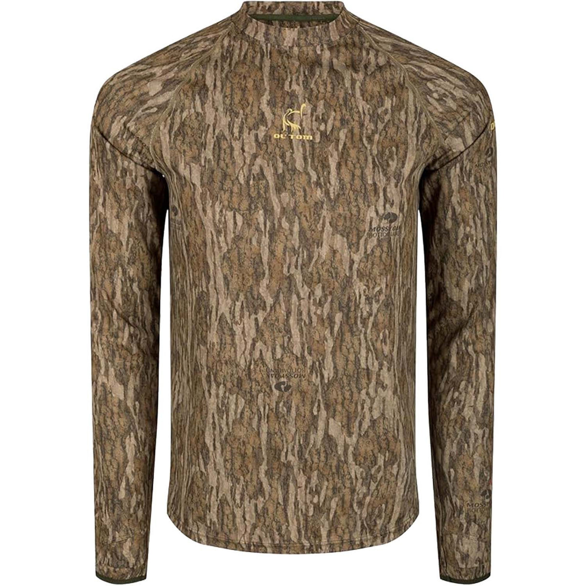 image of drake Early Bird Long Sleeve Performance Crew in mossy oak bottomland.
