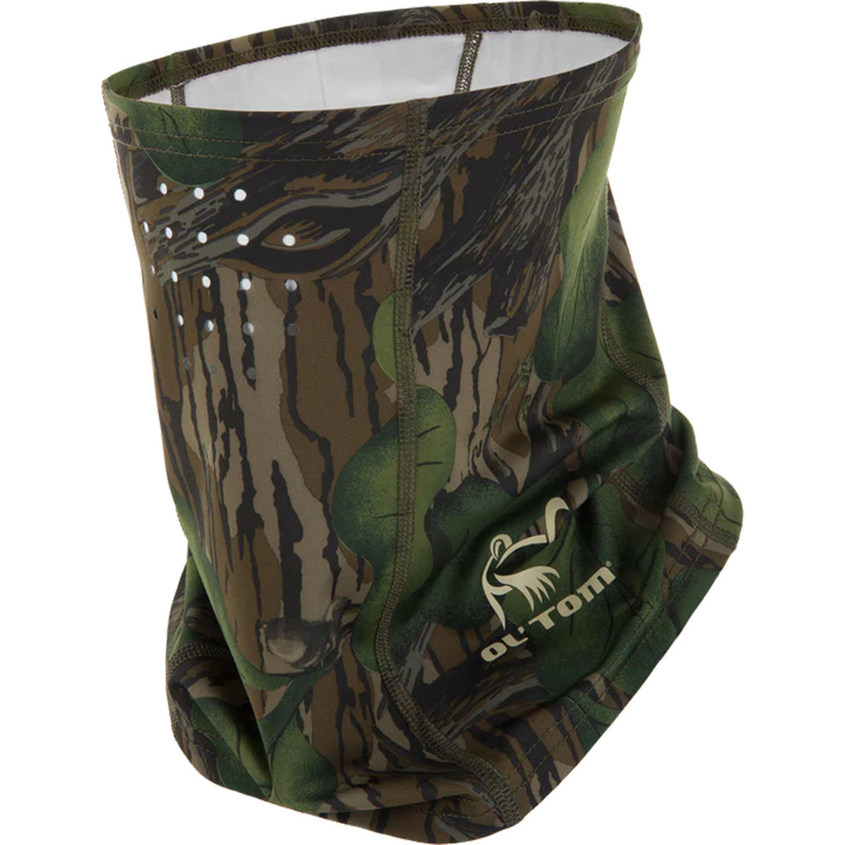 Drake Waterfowl Performance Stretch-Fit Half Mask Image in Mossy Oak Foliage.