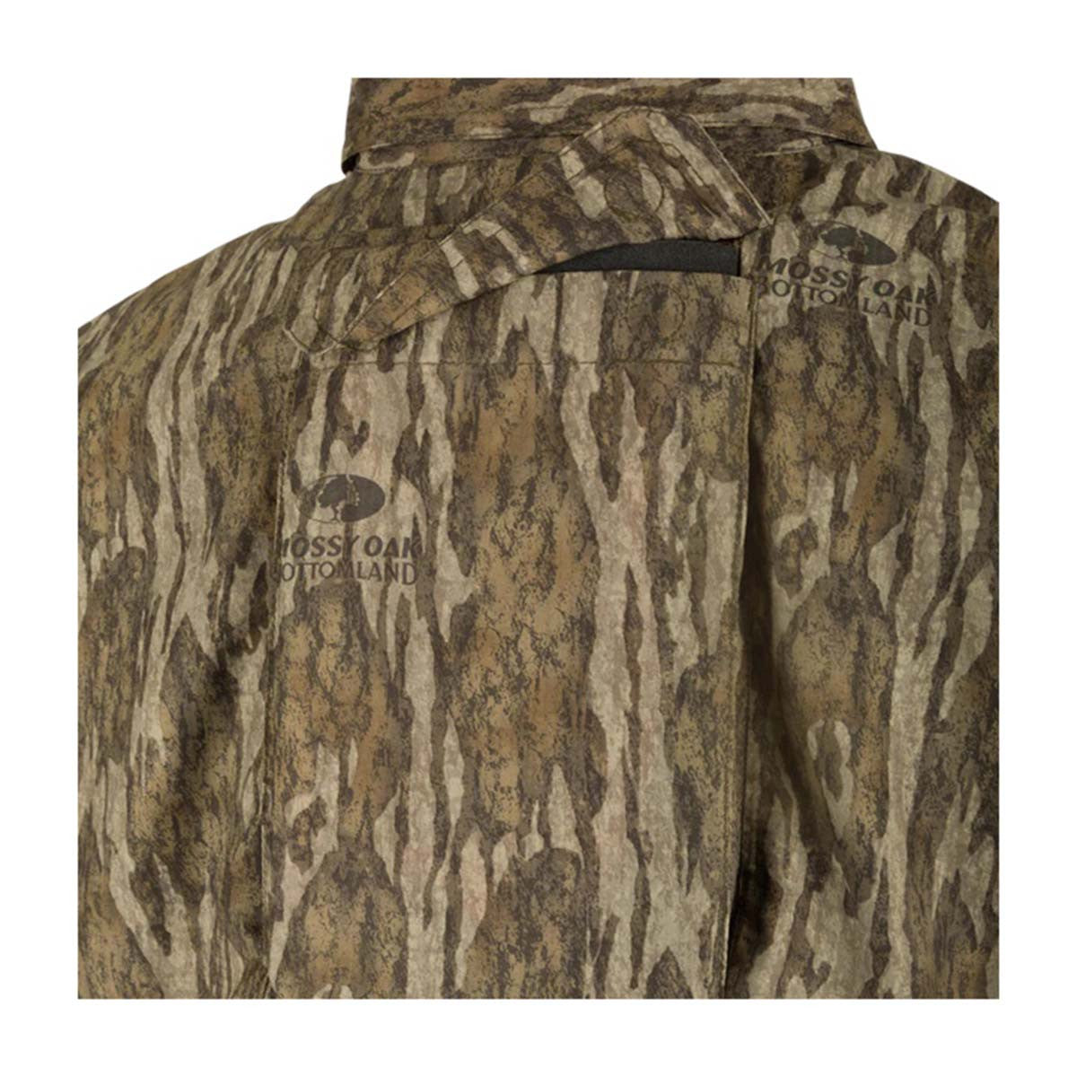 Drake Waterfowl Mesh Back Flyweight Turkey Shirt Removable Pad Image in Mossy Oak Bottomland