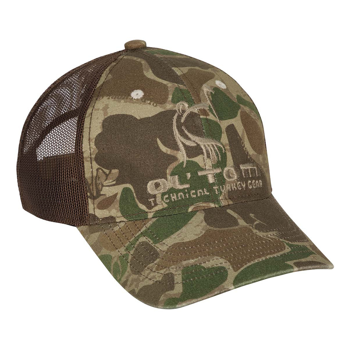Drake Waterfowl Ol' Tom Mesh Back Camo Cap Image in Old School Green