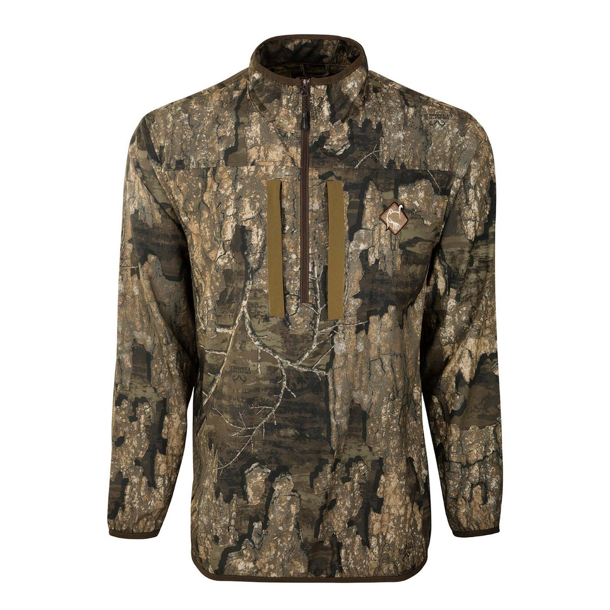 Drake Waterfowl Ol' Tom Tech 1/4 Zip Pullover with Spine Pad Image in Realtree Timber