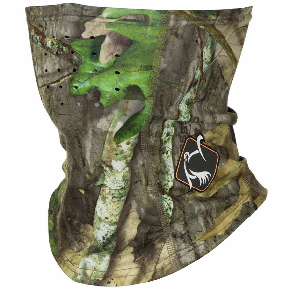 Drake Waterfowl Youth Performance Face Mask Image in Mossy Oak Obsession Mossy Oak Greenleaf