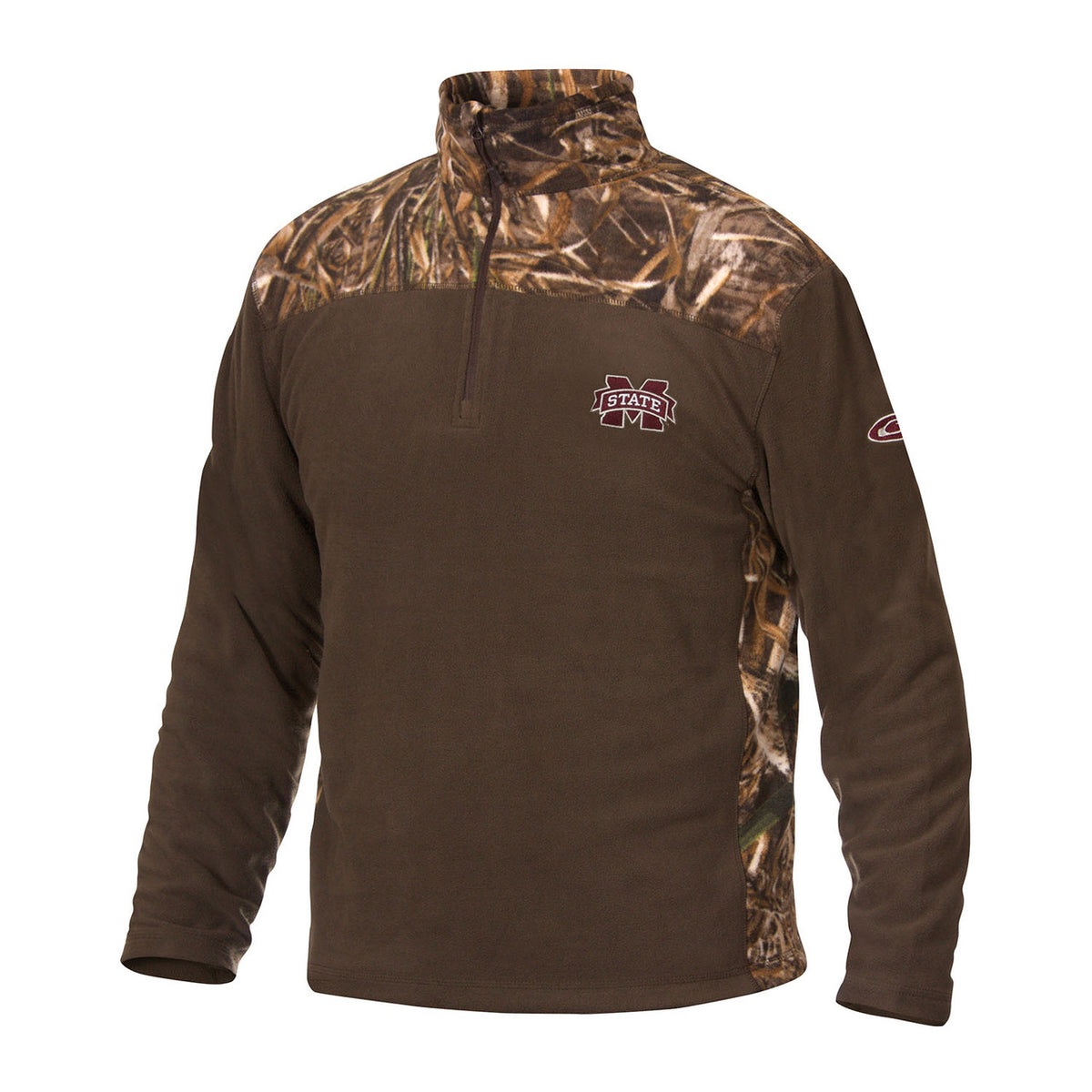 Drake Waterfowl MSU Camouflage Camp Fleece Pullover Image in Realtree Max 5