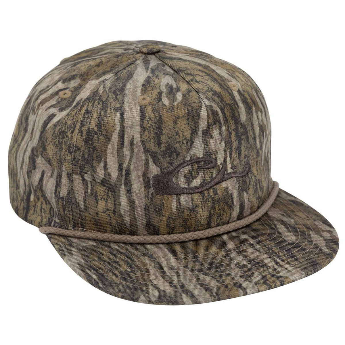 Drake Waterfowl Drake X Richardson 256XE Flatbill Cap Image in Mossy Oak Bottomland