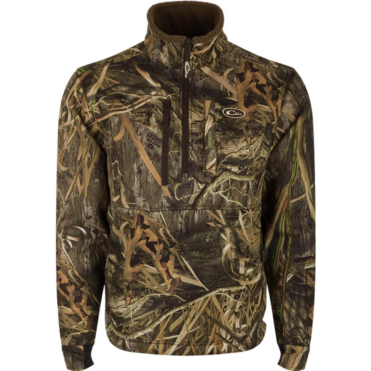 Drake MST 1/4 Zip Hole Shot Hooded Windproof Eqwader Image - Mossy Oak Habitat