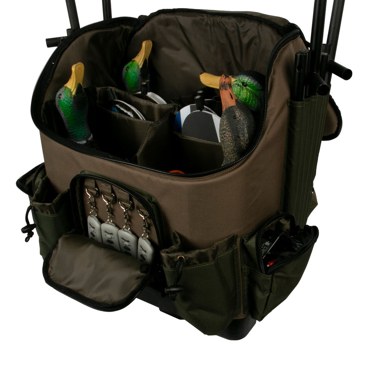 Lucky Duck 4 Slot Motion Decoy Backpack Open Image