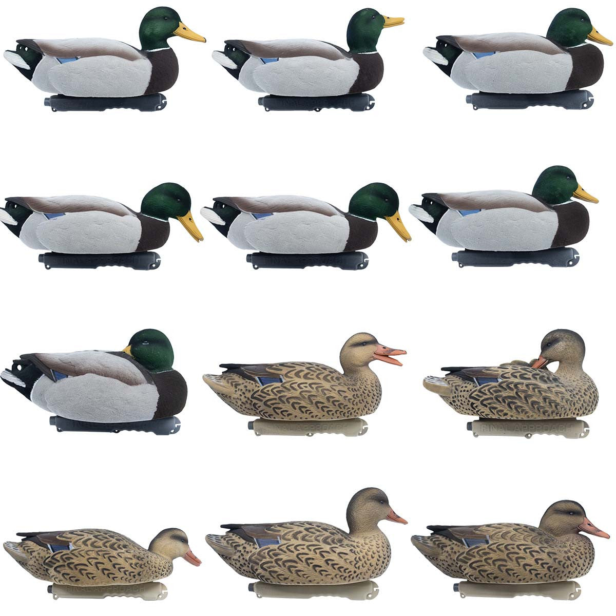 Final Approach LIVE Fully Flocked Mallard Floater Duck Decoys with 12-Slot Decoy Bag Image
