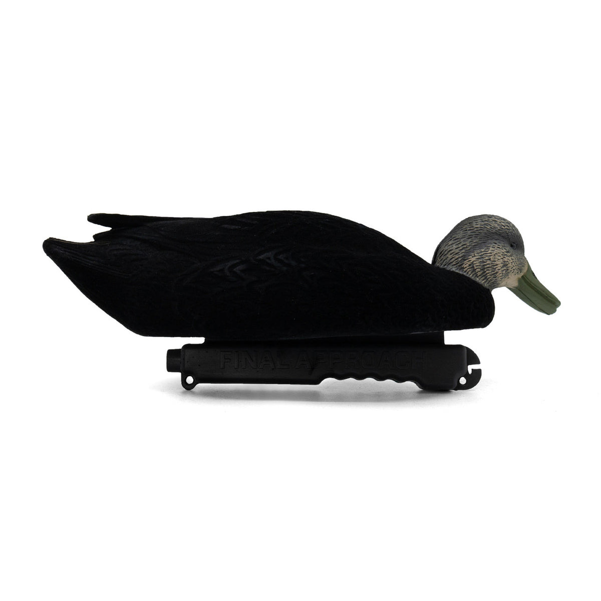 Final Approach Live Flocked Black Duck Decoy head down image