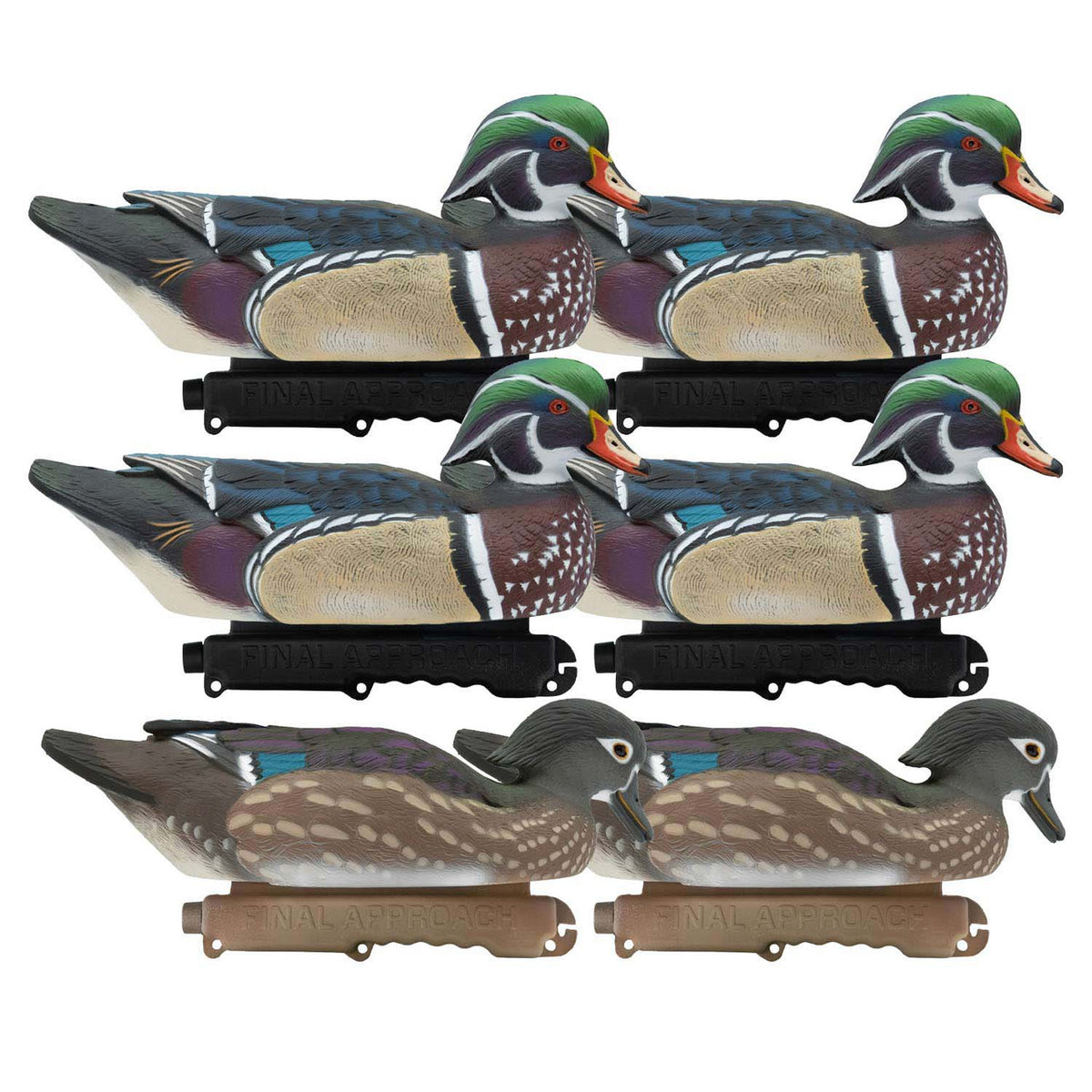 Image of the Final Approach HD Wood Ducks Floating Duck Decoys, 6 Pack.