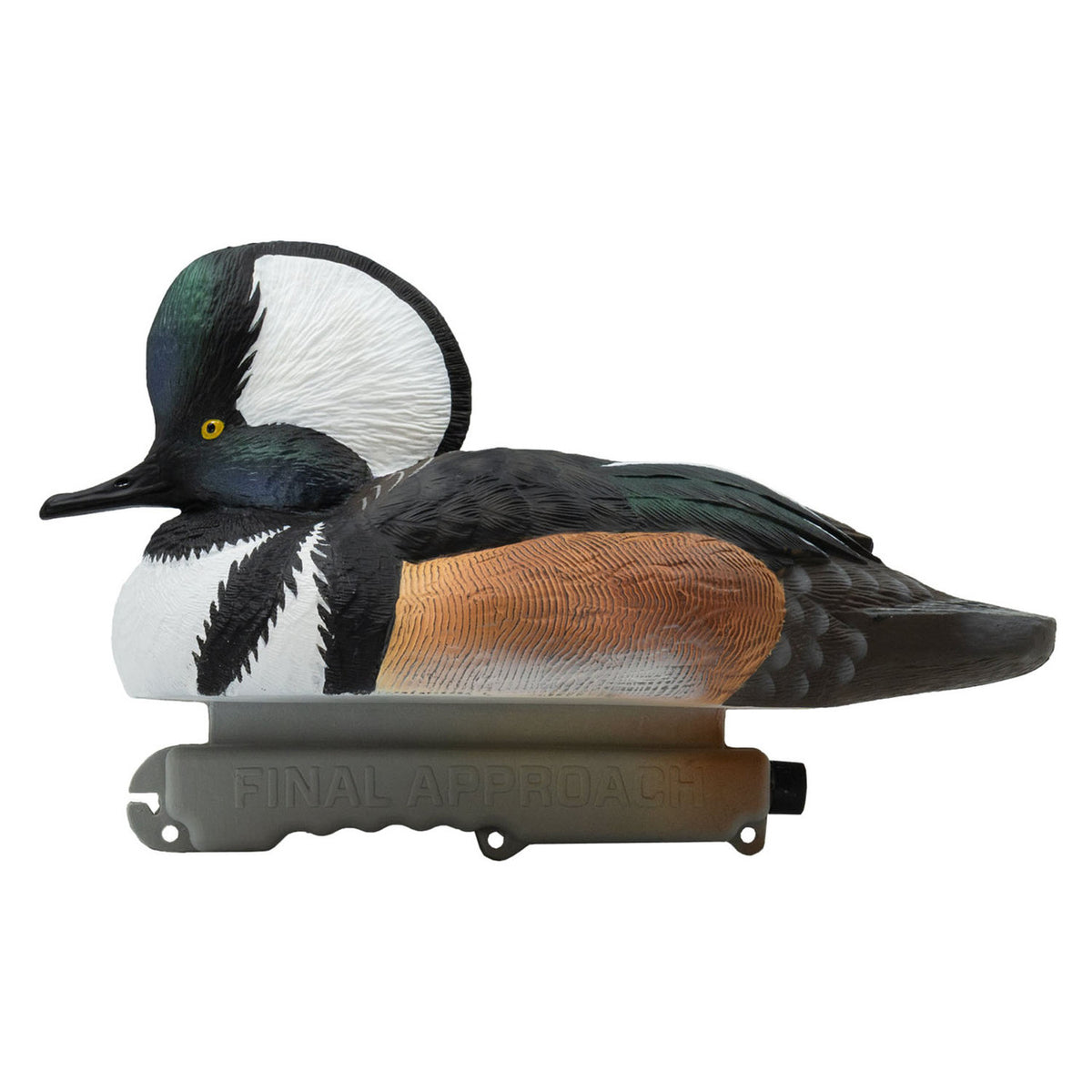 Left Side Image of the Live Hooded Merganser Duck Decoy.