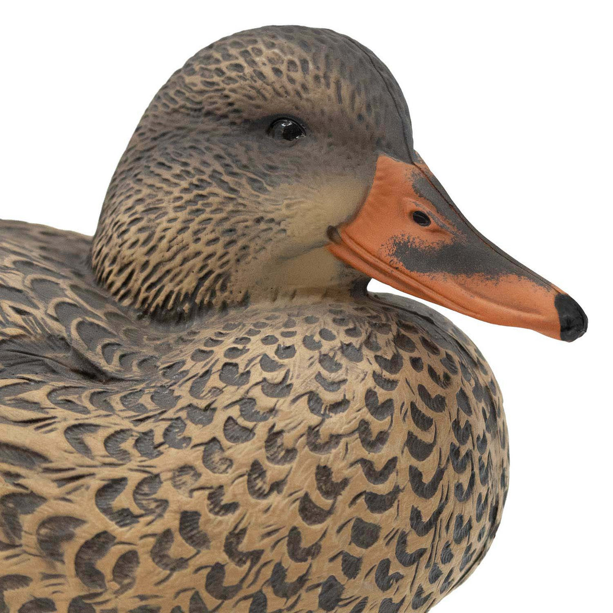Close up hen head image of the Final Approach HD Mallard Floaters With Flocked Drake Heads.