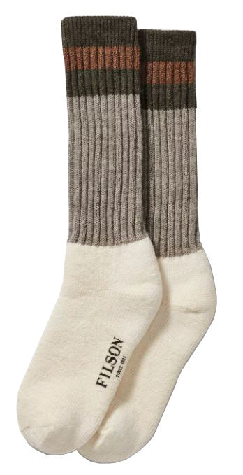 1970'S Logger Thermal Sock - Green/Brown