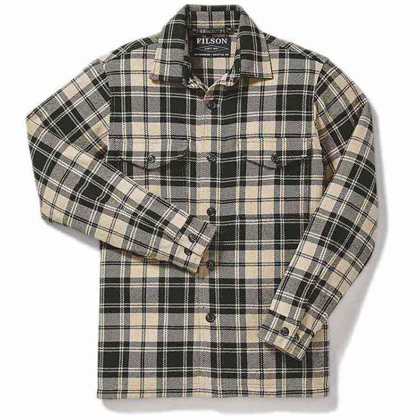 Deer Island Jac-Shirt, Dark Cream/Green