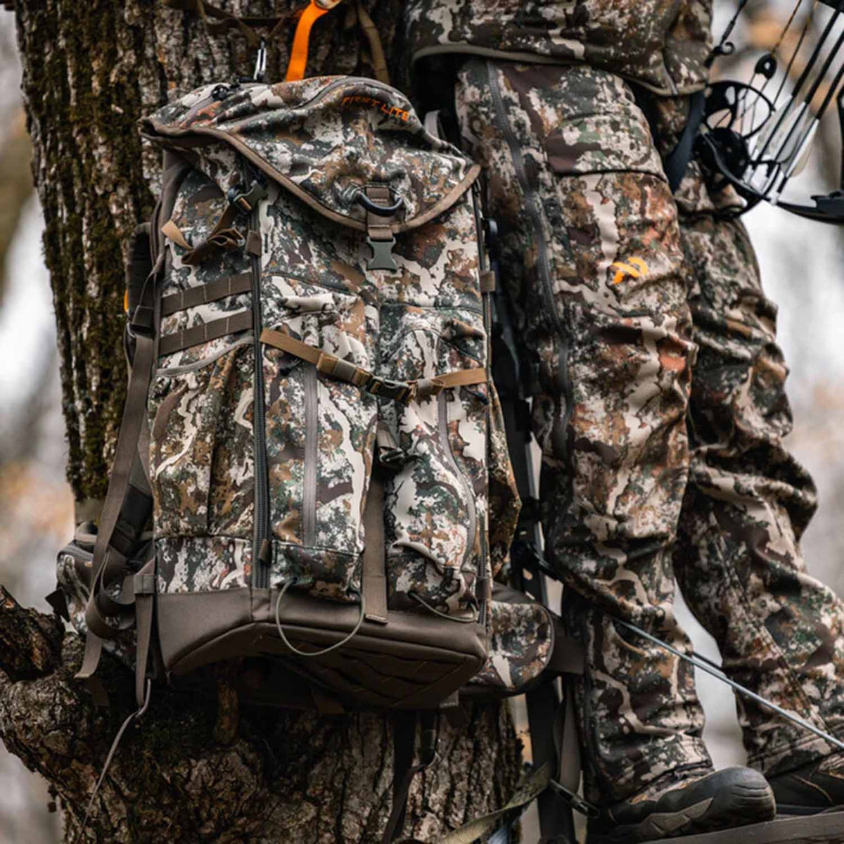 First Lite Transfer Pack Whitetail Backpack In-the-Field Image