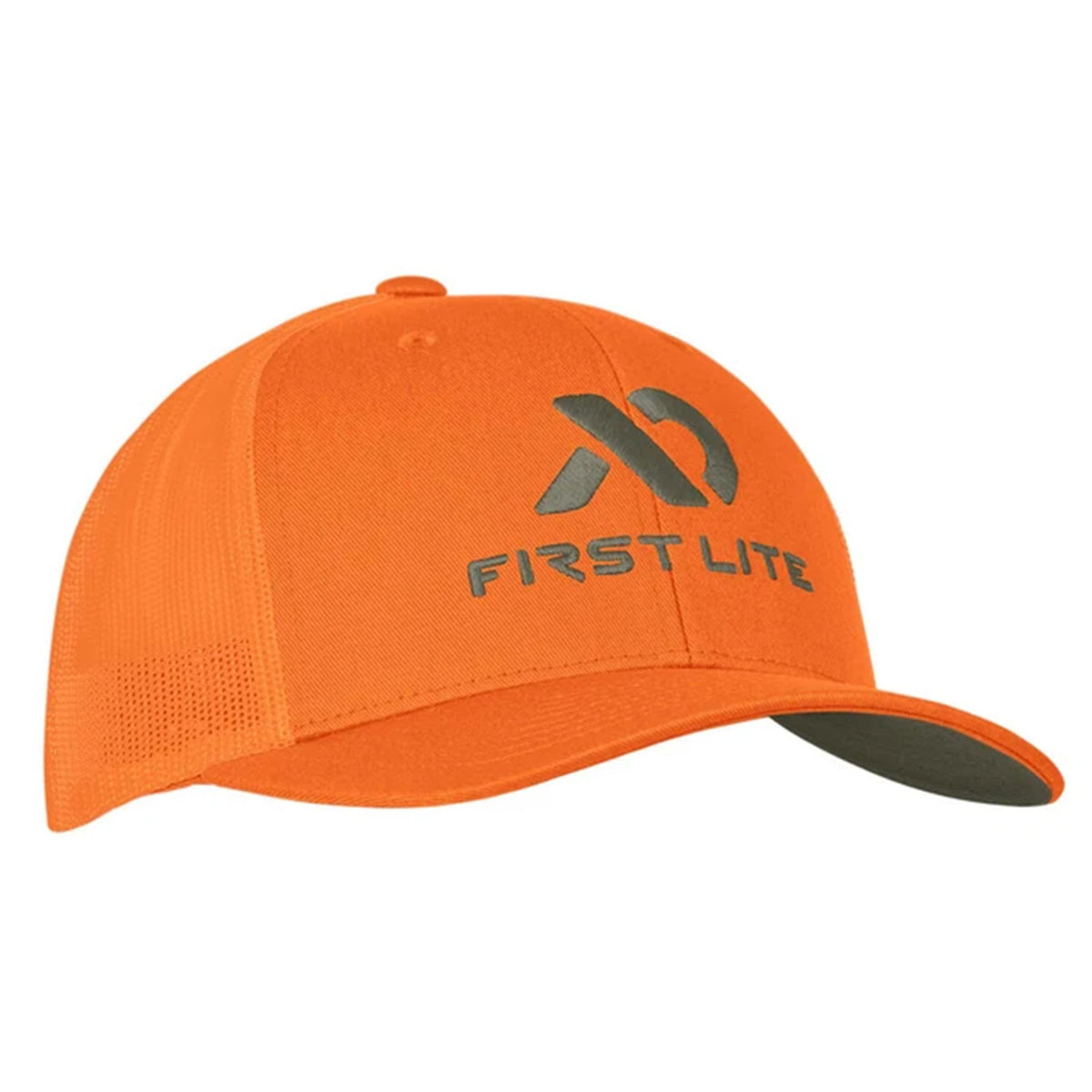 Image of the First Lite Trucker Hat in Hunters Orange-Grey