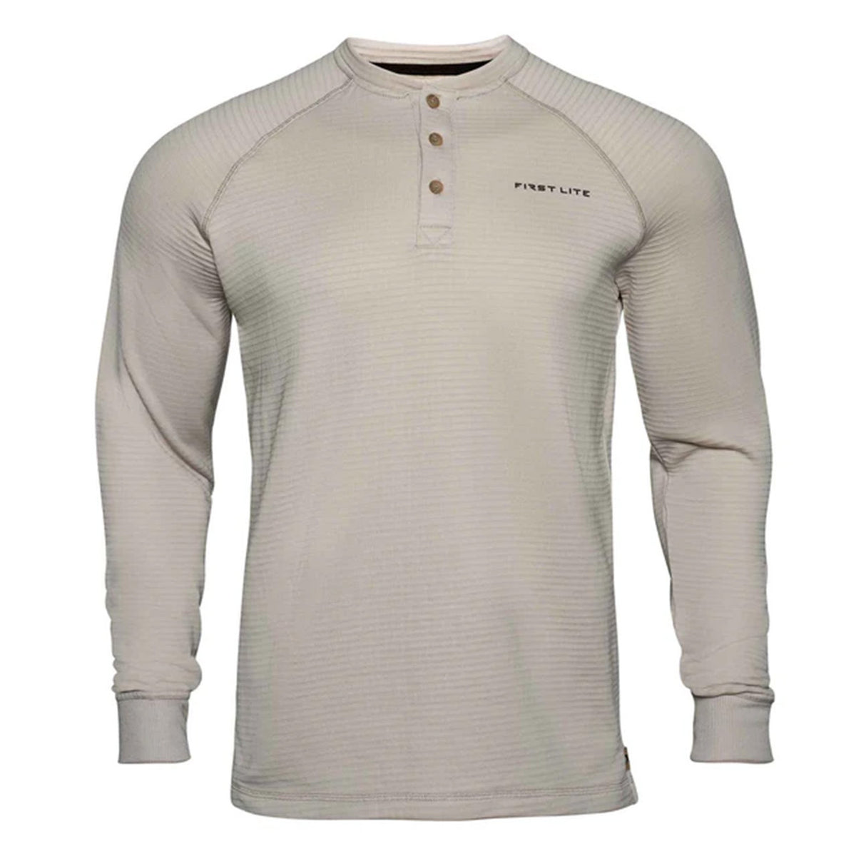 Image of the First Lite ThermaGrid Merino Henley in Sand