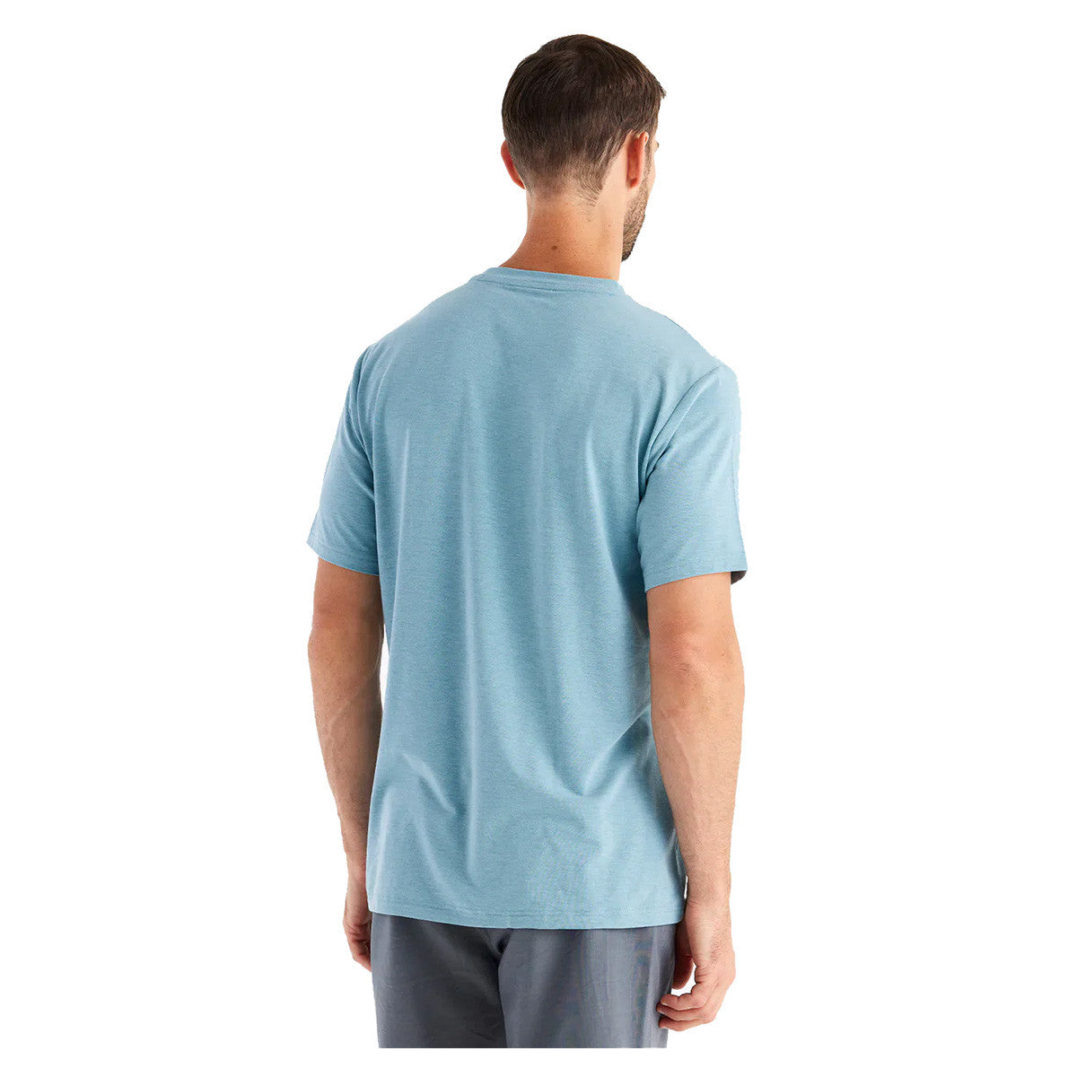 Free Fly Bamboo Flex Pocket Tee Back Image in Heather Tide