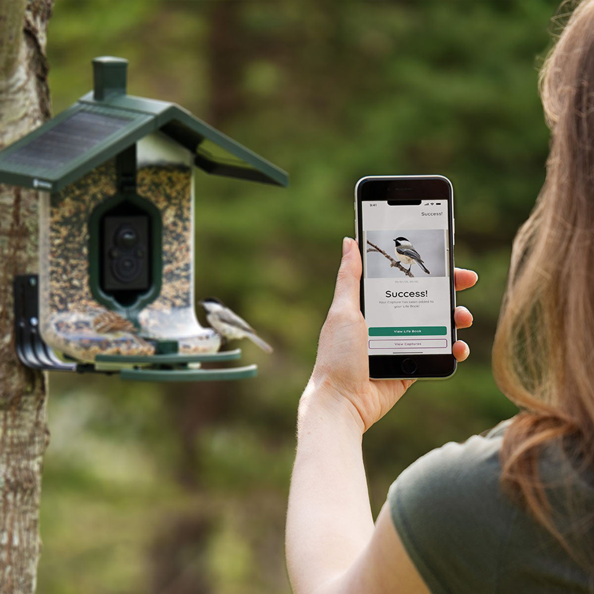 FeatherSnap Scout WiFi Solar-Powered Smart Bird Feeder with Phone Image
