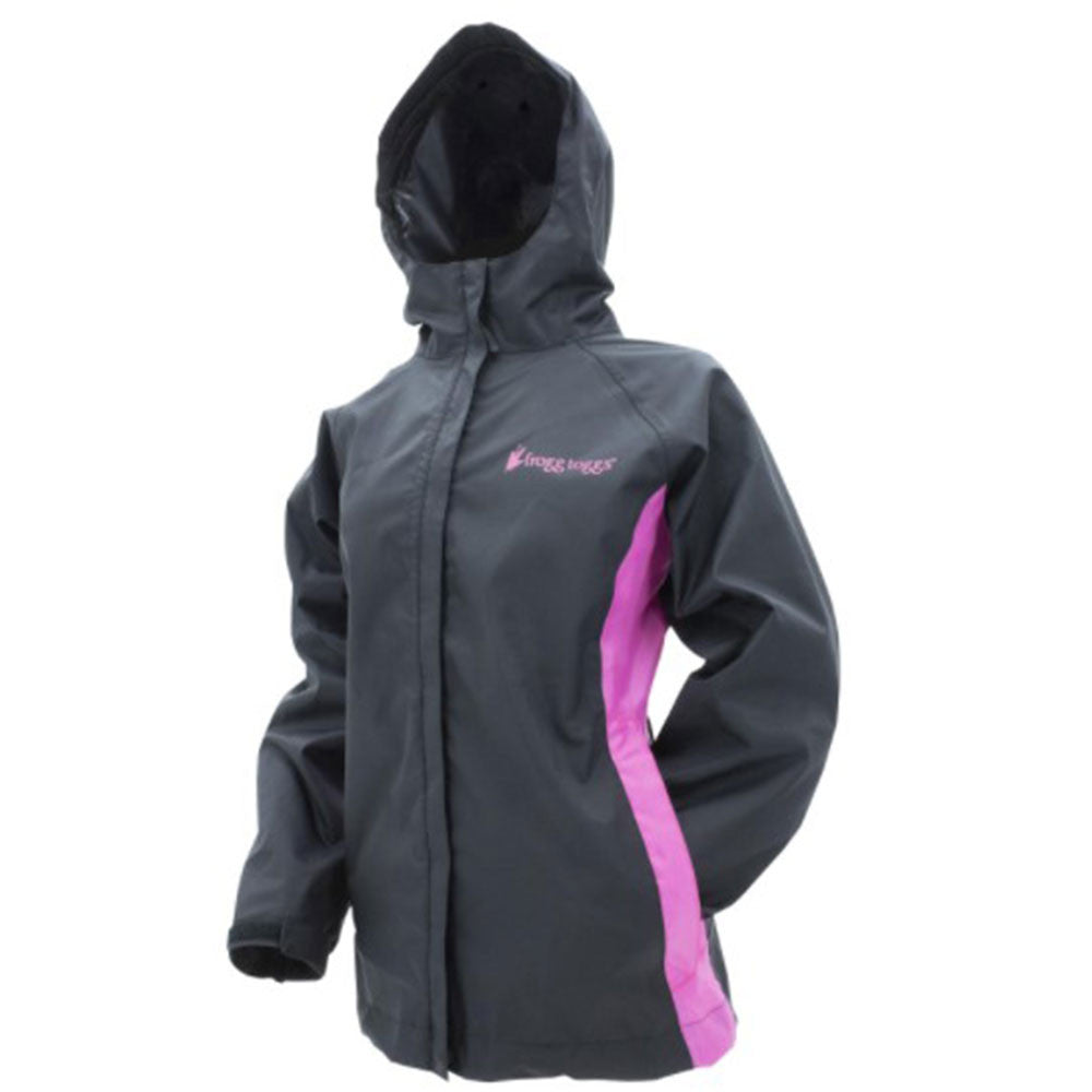 Image of Frogg Toggs Women's StormWatch Hooded Waterproof Jacket in Black-Pink