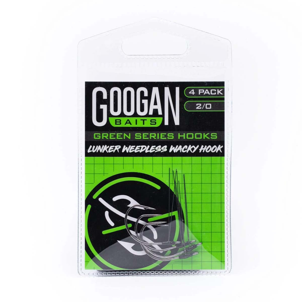 Green Series Lunker Weedless Wacky Hook, 4 Pack