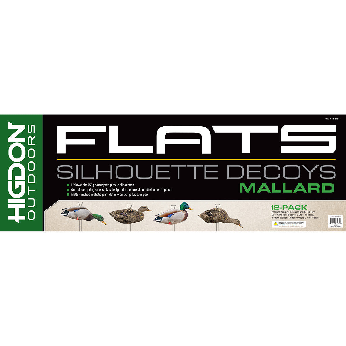 FLATS Standard Mallard Duck Silhouette Decoys - 12 Pack