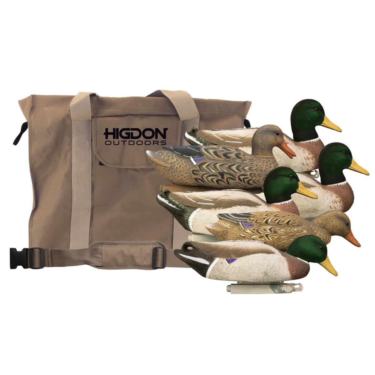 Higdon Outdoors Foam Filled Magnum Mallards with Flocked Heads and 6-Slot Decoy Bag - 6 Pack Image