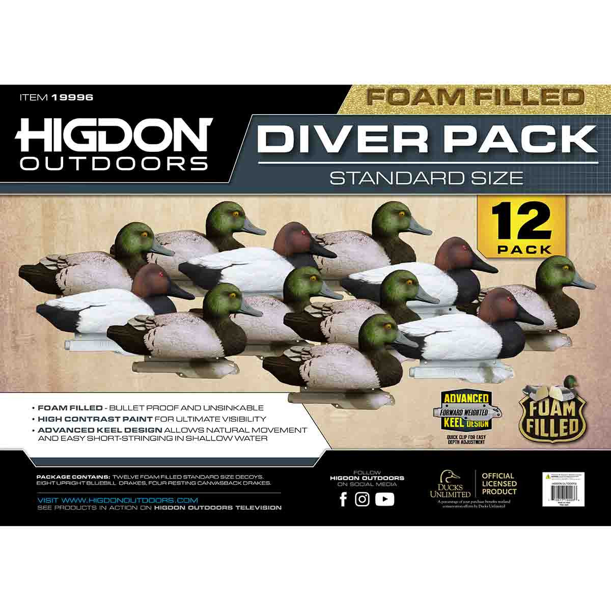 Standard Diver 12 Pack Foam Filled Duck Decoys