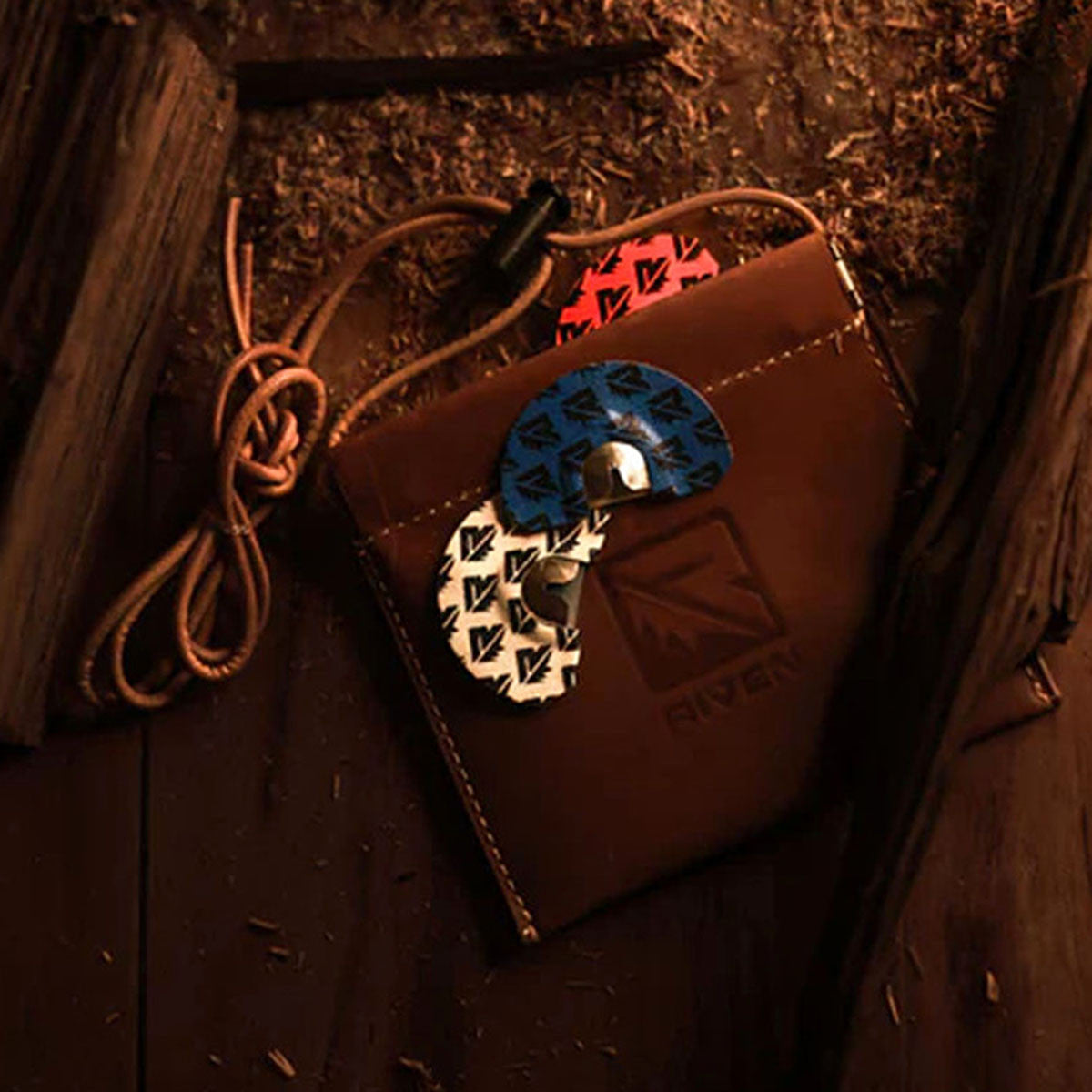 Riven Leather Diaphragm Lanyard Mood Image