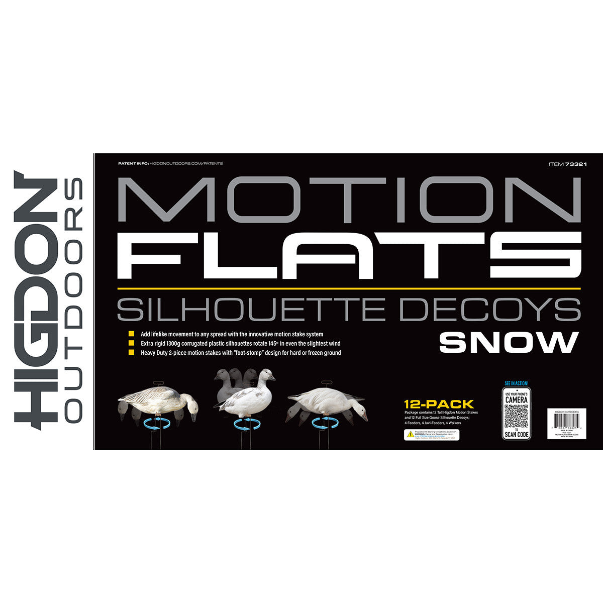 FLATS Snow/Juvie Motion Silhouette Goose Decoys, 12 Pack
