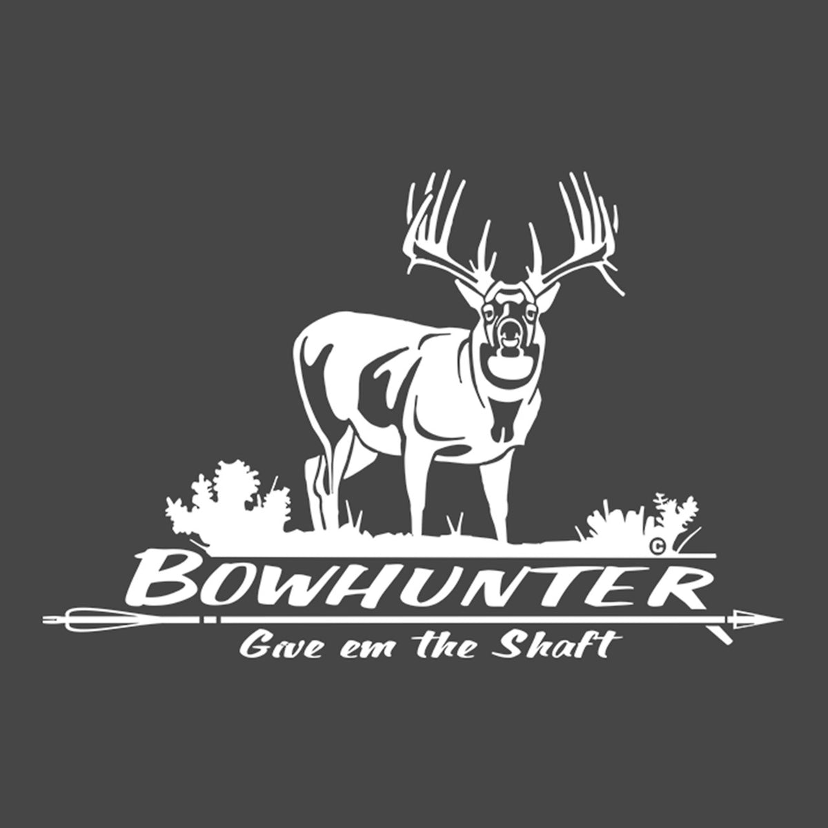 Hunters Image Whitetail Bowhunter Give Em the Shaft Window Decal Image
