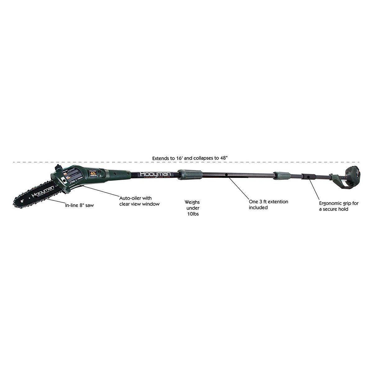 Hooyman 10 ft. Cordless 40V Lithium Pole Saw