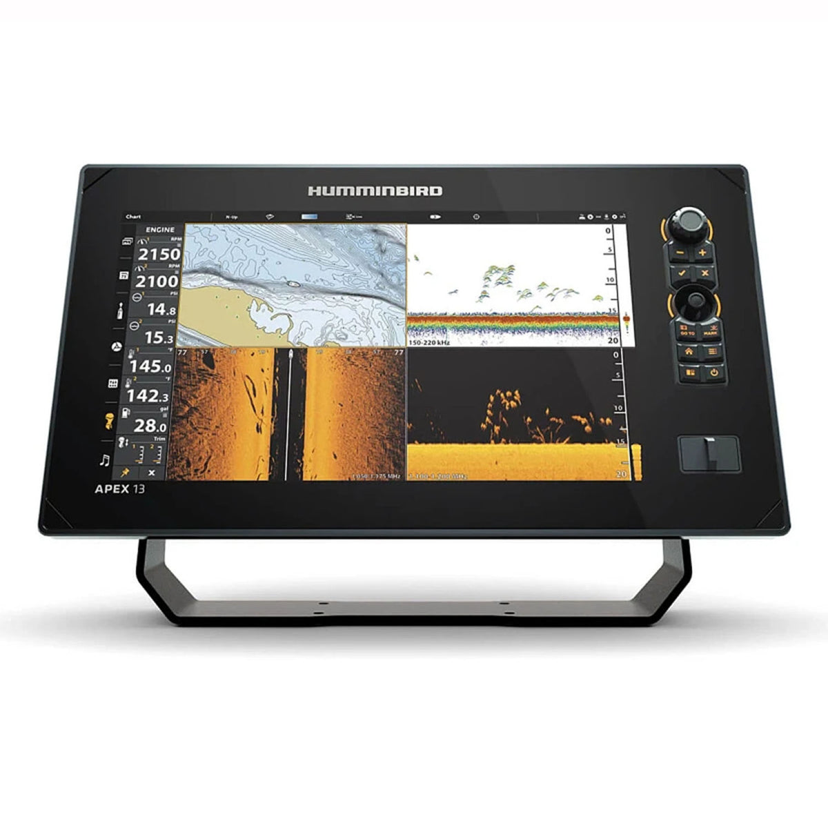 Humminbird APEX 13" Mega SI+ Chartplotter Main Image with Stand