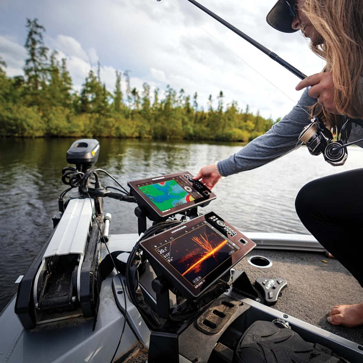 Humminbird Mega Live 2 Forward-Facing Live Sonar Transducer Lifestyle View