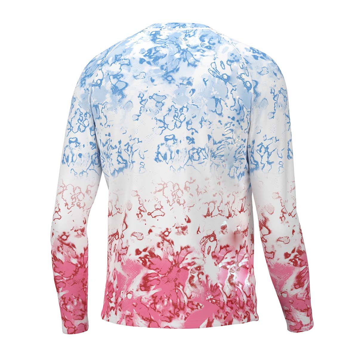Huk Fin America Fade Pursuit Long-Sleeve Shirt Back Image in Crystal Blue