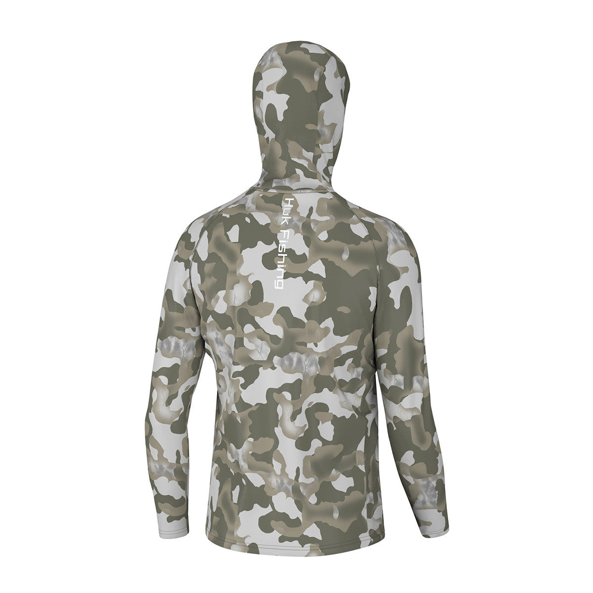 Huk KC Phantom Scales Pursuit Hoodie Back Image in Moss
