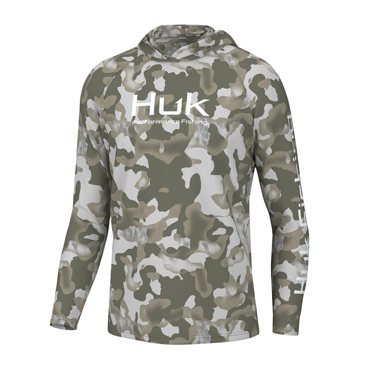 Huk KC Phantom Scales Pursuit Hoodie Front Image in Moss